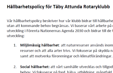 TARK Hållbarhetspolicy